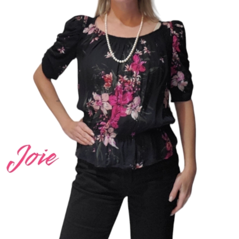 Joie Silk Floral Puff sleeve blouse size xs